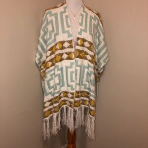 NWT Free People Diamond Back Boho Kimono Open Front Sweater,Size-OS